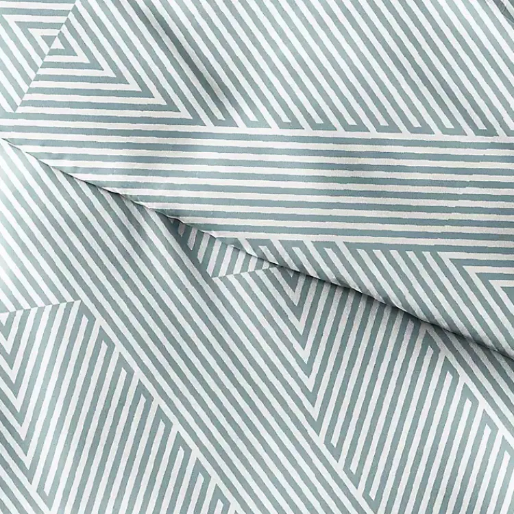 Kirklands Home Duvets|Blue Linear 3-pc. Queen Duvet Cover Set