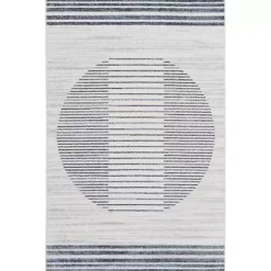 Kirklands Home Area Rugs|Blue Linear Sphere Washable Accent Rug, 2x4