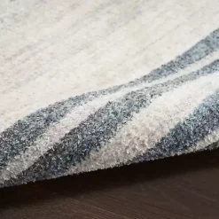 Kirklands Home Area Rugs|Blue Linear Sphere Washable Area Rug, 3x5