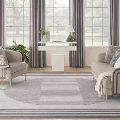 Kirklands Home Area Rugs|Blue Linear Sphere Washable Area Rug, 7x10