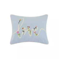 Hot Blue Love Floral Embroidered Lumbar Pillow Pillows