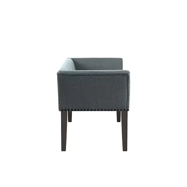 Kirklands Home Benches & Ottomans|Low Back Flared Nailhead Trim Bench Blue