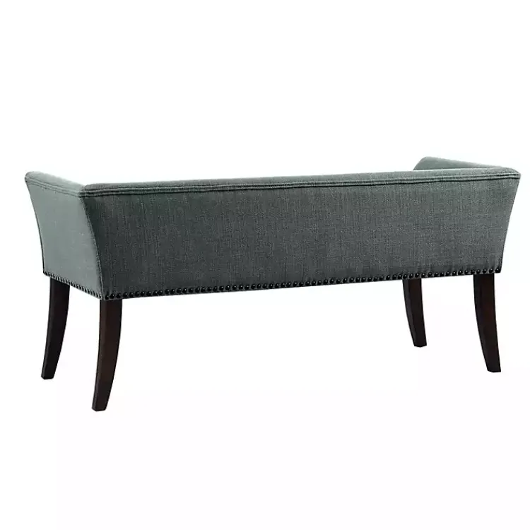 Kirklands Home Benches & Ottomans|Low Back Flared Nailhead Trim Bench Blue