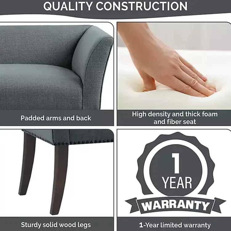 Kirklands Home Benches & Ottomans|Low Back Flared Nailhead Trim Bench Blue