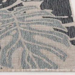 Kirklands Home Outdoor Rugs|Blue Malibu Monstera Outdoor Area Rug, 7x9