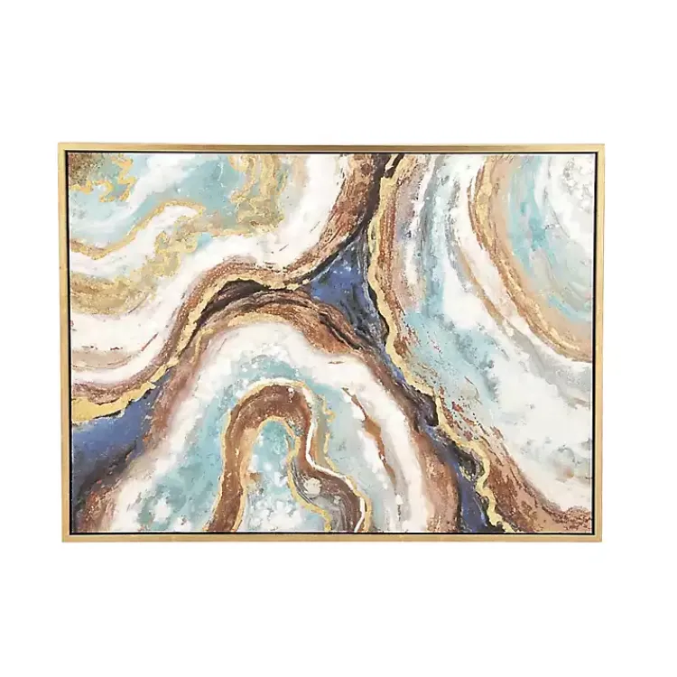 Kirklands Home Canvas Art|Blue Marbling Agate Framed Canvas Art Print