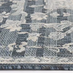 Kirklands Home Outdoor Rugs|Medallion Lava Indoor/Outdoor Area Rug, 7x9 Blue