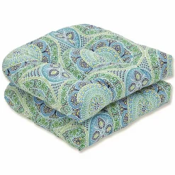 Kirklands Home Outdoor Cushions & Pillows|Blue Medallion Wicker Chair Cushions, Set of 2