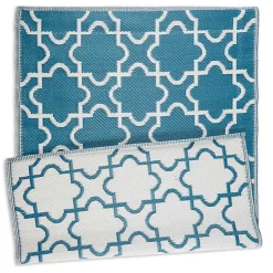 Kirklands Home Outdoor Rugs|Blue Moroccan Trellis Outdoor Area Rug, 4x6