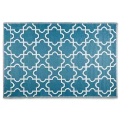 Kirklands Home Outdoor Rugs|Blue Moroccan Trellis Outdoor Area Rug, 4x6