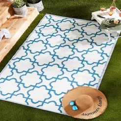 Kirklands Home Outdoor Rugs|Blue Moroccan Trellis Outdoor Area Rug, 4x6
