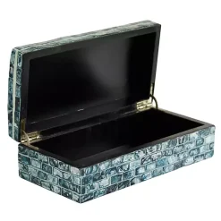 Blue Mother of Pearl Coastal Boxes, Set of 2 Baskets & Boxes