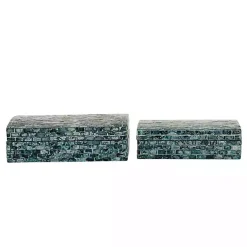 Blue Mother of Pearl Coastal Boxes, Set of 2 Baskets & Boxes