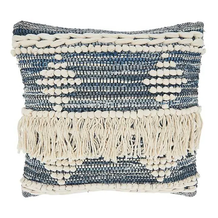 Natural Chindi Fringe Cotton Pillow Pillows