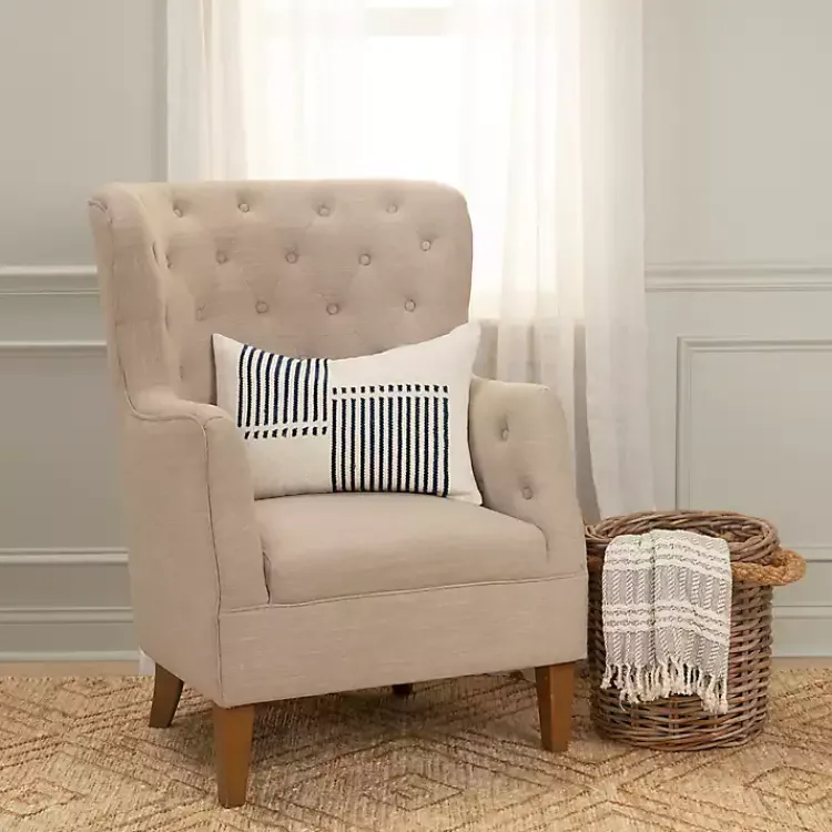 Outlet Blue Offset Colorblock Stripe Throw Pillow Pillows