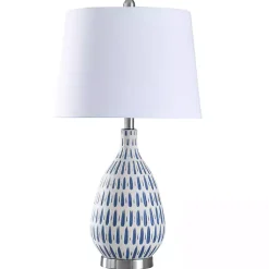 Kirklands Home Table Lamps|Blue Off-White Ceramic and Steel Table Lamp
