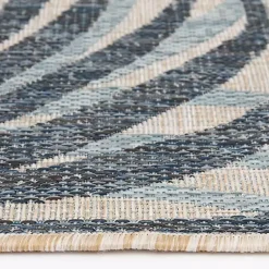 Kirklands Home Outdoor Rugs|Palm Fronds Lava Indoor/Outdoor Area Rug, 5x7 Blue
