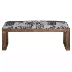Kirklands Home Benches & Ottomans|Blue Pattern Upholstered Wood Bench