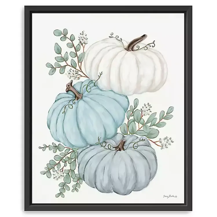 Best Blue Pumpkin Trio Framed Canvas Print, 18x22 in. Fall