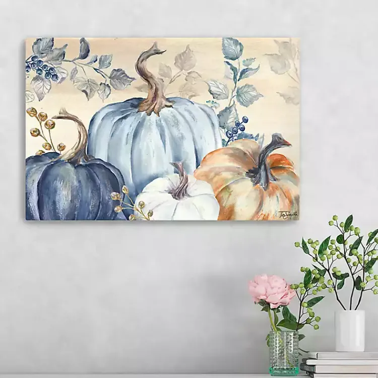 Outlet Blue Pumpkins Canvas Art Print, 24x16 in. Fall