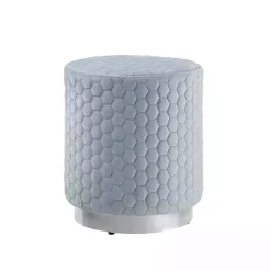 Kirklands Home Benches & Ottomans|Blue Quilted Honeycomb Ottoman