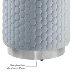 Kirklands Home Benches & Ottomans|Blue Quilted Honeycomb Ottoman