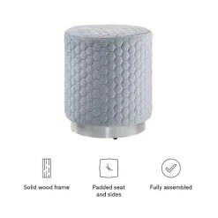 Kirklands Home Benches & Ottomans|Blue Quilted Honeycomb Ottoman