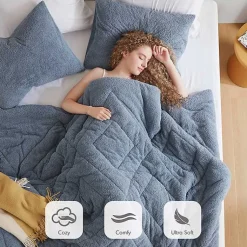 Kirklands Home Comforters|Quilted Teddy 2-pc. Twin Comforter Set Blue