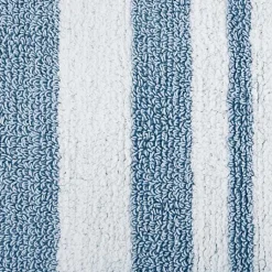 Kirklands Home Bathroom Rugs|Blue Reversible Stripe Trim Bath Mat, 45 in.