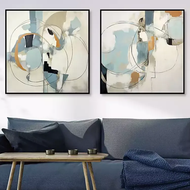 Kirklands Home Canvas Art|Blue Rhythms Framed Canvas Art Prints, Set of 2