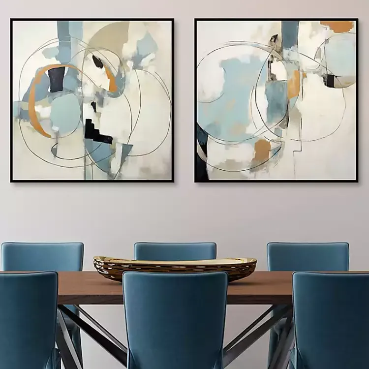 Kirklands Home Canvas Art|Blue Rhythms Framed Canvas Art Prints, Set of 2