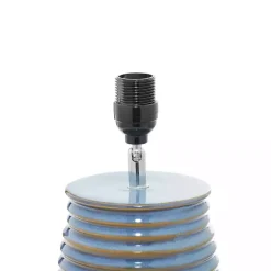 Kirklands Home Table Lamps|Blue Ribbed Stoneware Table Lamp White