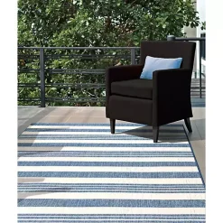 Kirklands Home Outdoor Rugs|Robin Stripe Outdoor Rug, 8x11 Blue