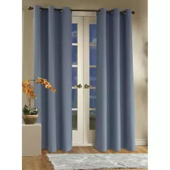 Kirklands Home Curtains & Drapes|Room Darkening Curtain Panel Set, 84 in. Blue