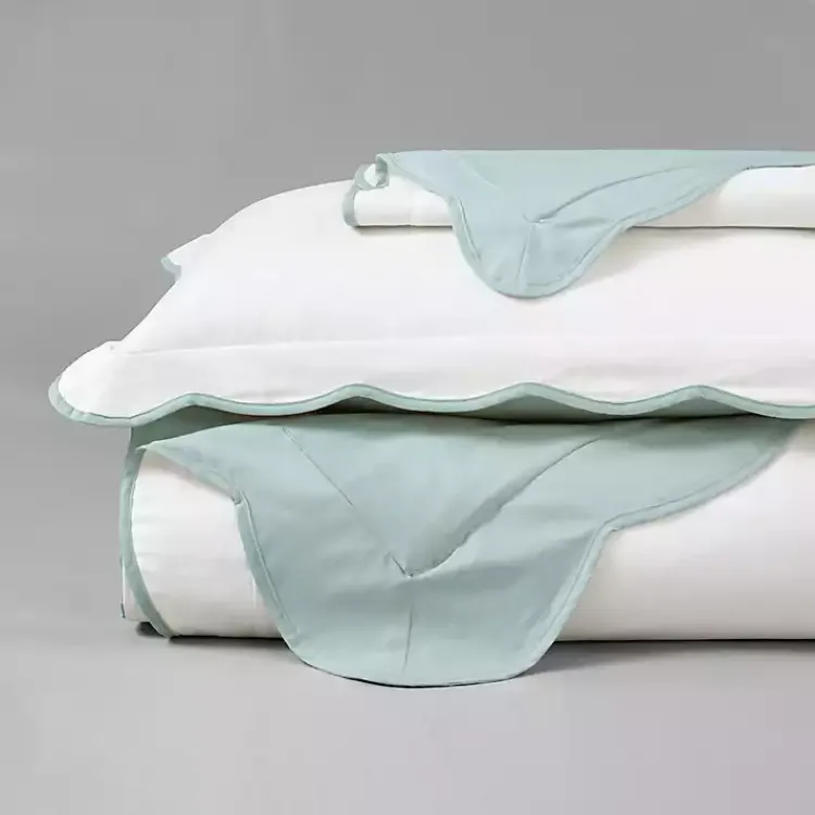Kirklands Home Duvets|Blue Scallop Edge 3-pc. Full/Queen Duvet Cover Set