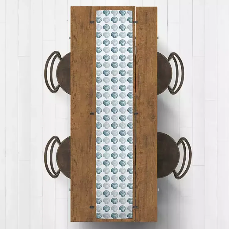 Kirklands Home Table Linens|Blue Scallop Seashells Table Runner, 90 in.