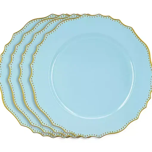 Kirklands Home Serving & Entertaining|Scalloped Beaded Rim Chargers, Set of 4 Blue