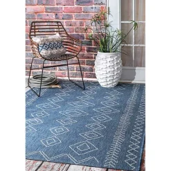Kirklands Home Outdoor Rugs|Blue Serna Tribal Outdoor Area Rug, 8x11