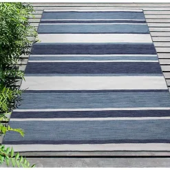 Kirklands Home Outdoor Rugs|Blue Shades Striped Indoor/Outdoor Area Rug, 7x9