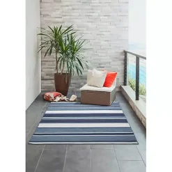 Kirklands Home Outdoor Rugs|Blue Shades Striped Indoor/Outdoor Area Rug, 7x9