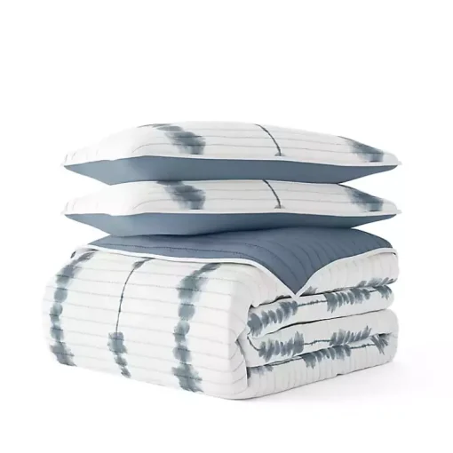 Kirklands Home Quilts|Blue Shibori Reversible 3-pc. Queen Quilt Set