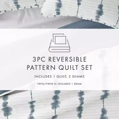 Kirklands Home Quilts|Blue Shibori Reversible 3-pc. King Quilt Set