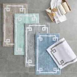 Kirklands Home Bathroom Rugs|Blue Simple Trim Cotton Tufted Bath Mat, 30 in.