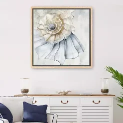 Kirklands Home Canvas Art|Blue Spiral Shell Framed Canvas Art Print