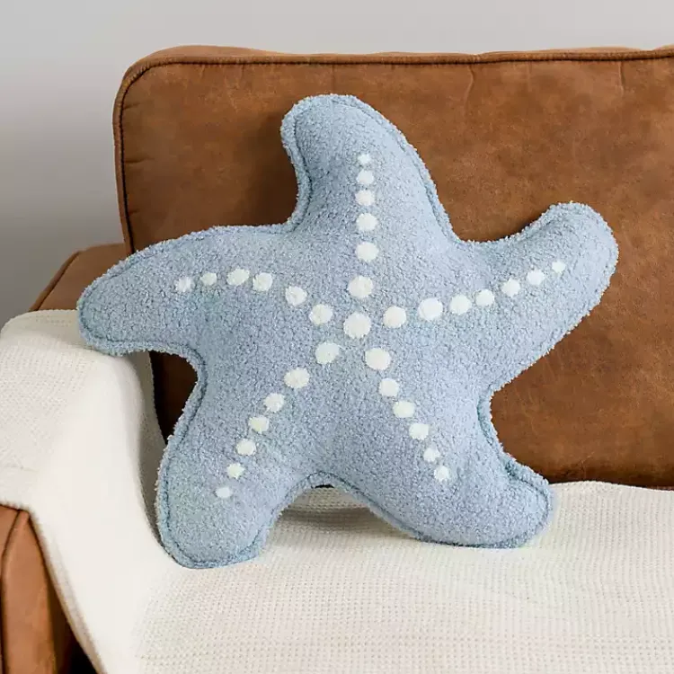 Discount Blue Starfish Boucle Pillow Pillows