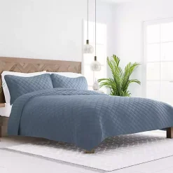 Kirklands Home Quilts|Stitched Diamond 2-pc. Twin Quilt Set Blue