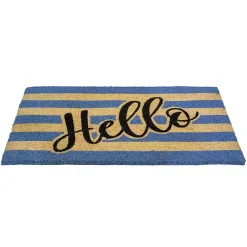 Kirklands Home Doormats|Blue Striped Hello Doormat