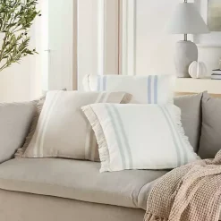 Outlet Blue Striped Linen Throw Pillow Pillows