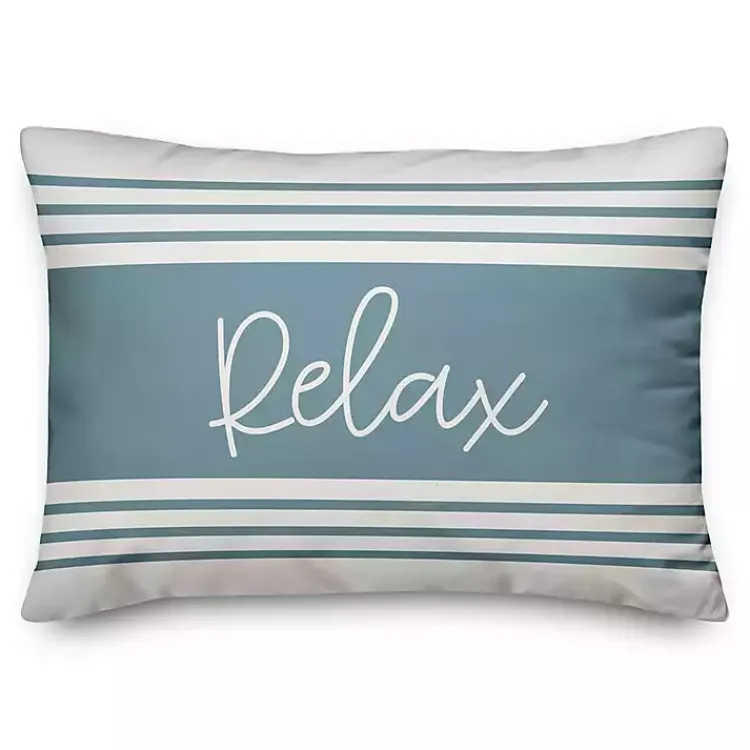 Kirklands Home Outdoor Cushions & Pillows|Striped Relax Outdoor Pillow Blue