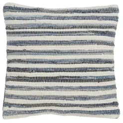 Online Blue Striped Textured Denim Pillow Pillows